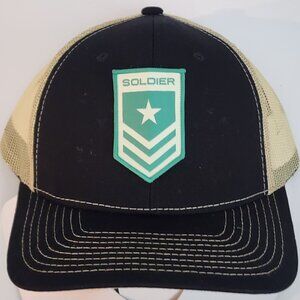 SOLDIER Patched Black/Vegas Gold Mesh Snapback Trucker Hat
